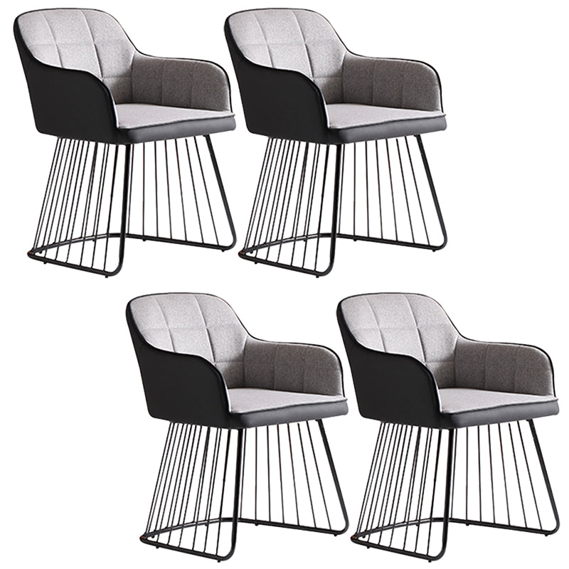 Industrial Metal Base Dining Chair Upholstered Dining Arm Chair