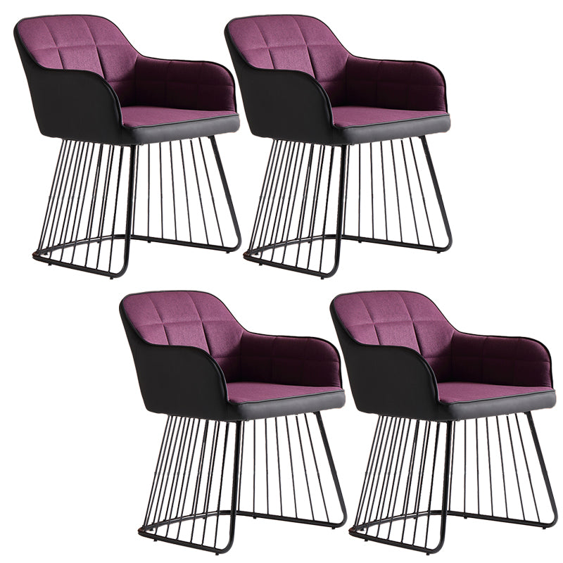 Industrial Metal Base Dining Chair Upholstered Dining Arm Chair