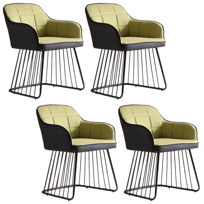 Industrial Metal Base Dining Chair Upholstered Dining Arm Chair