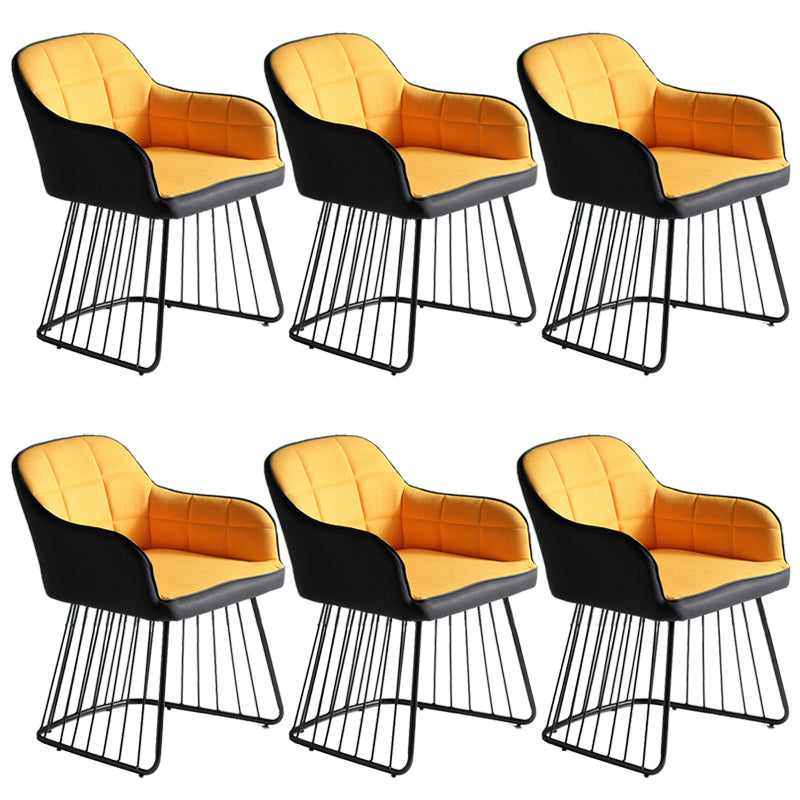 Industrial Metal Base Dining Chair Upholstered Dining Arm Chair