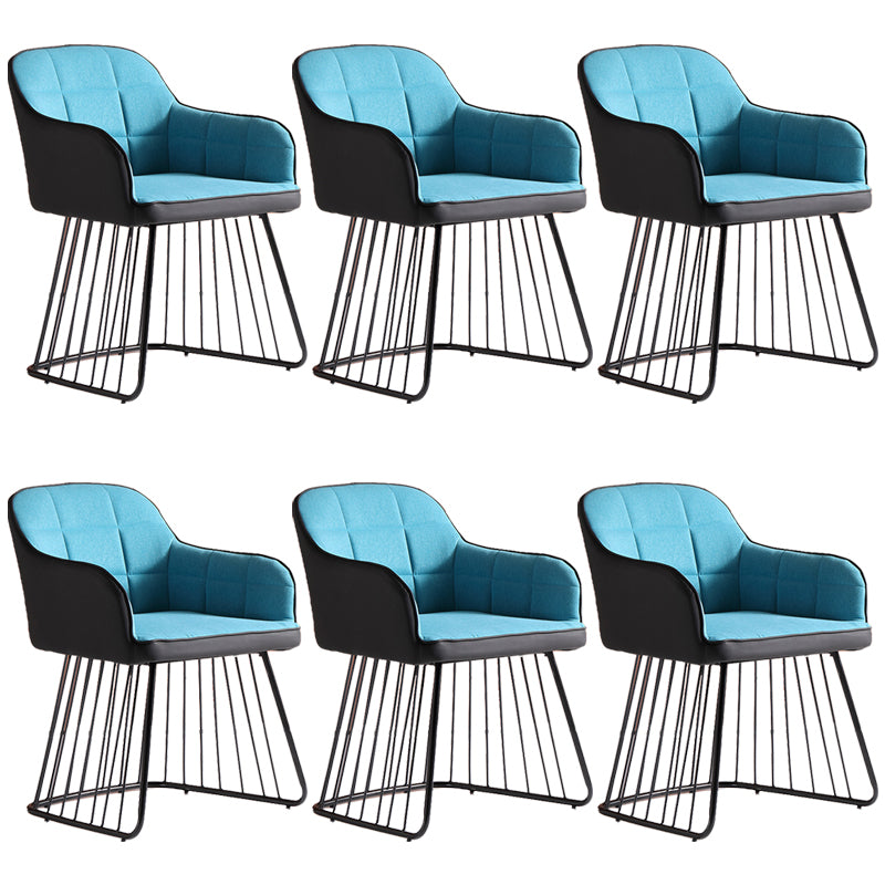 Industrial Metal Base Dining Chair Upholstered Dining Arm Chair