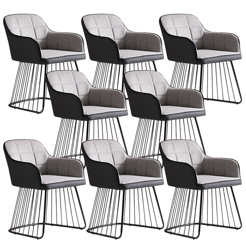 Industrial Metal Base Dining Chair Upholstered Dining Arm Chair
