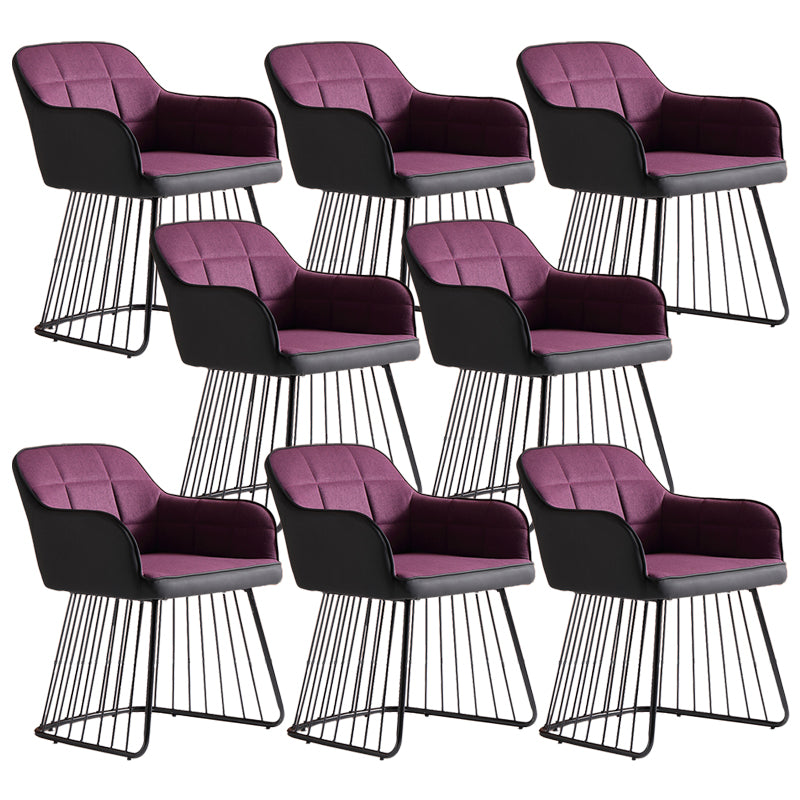 Industrial Metal Base Dining Chair Upholstered Dining Arm Chair