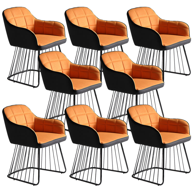 Industrial Metal Base Dining Chair Upholstered Dining Arm Chair