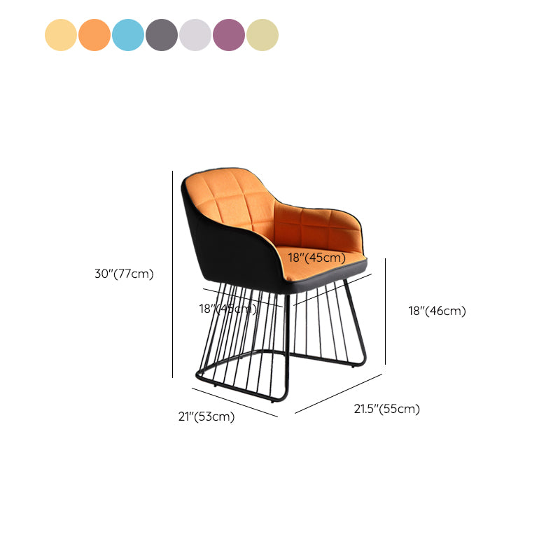 Industrial Metal Base Dining Chair Upholstered Dining Arm Chair