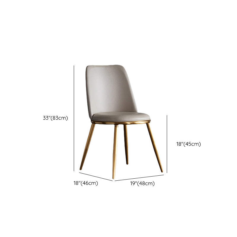White Upholstered Dining Chair Kitchen Dining Chair with Metal Legs