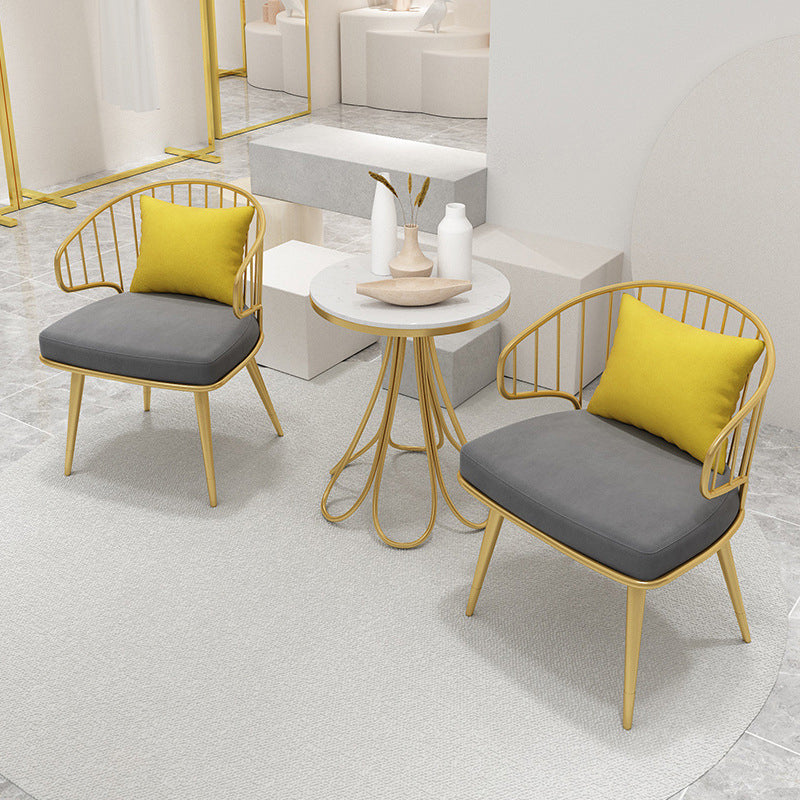Contemporary Kitchen Dining Armchair Metal Side Dining Chairs in Gold