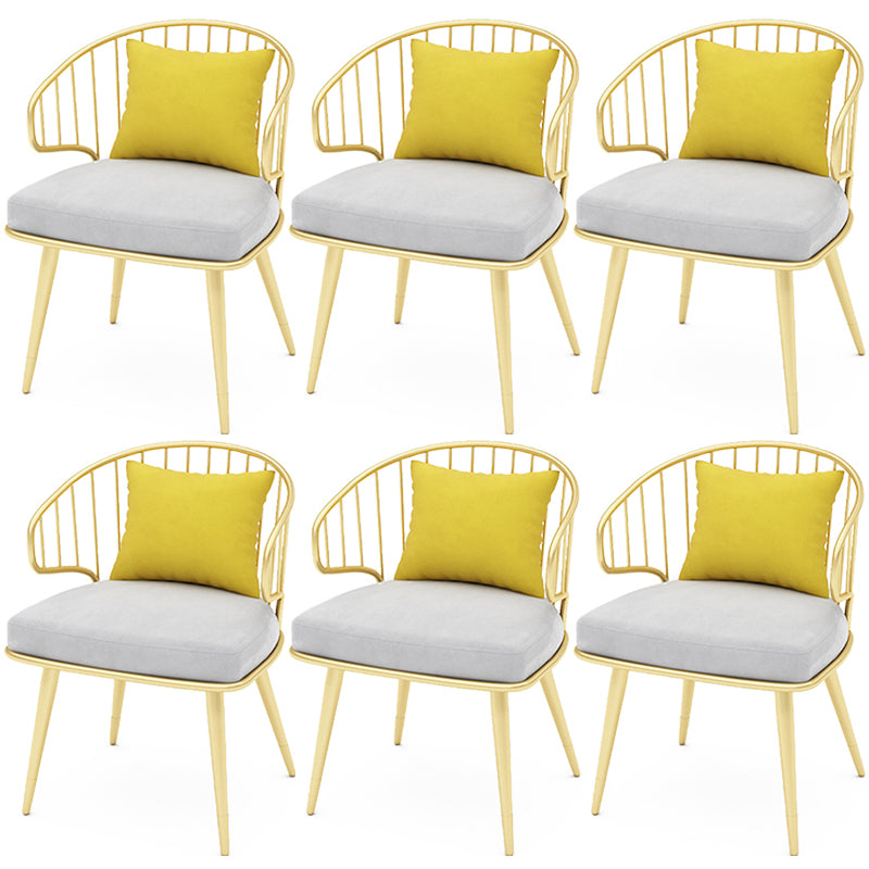 Contemporary Kitchen Dining Armchair Metal Side Dining Chairs in Gold