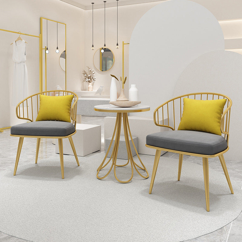 Contemporary Kitchen Dining Armchair Metal Side Dining Chairs in Gold