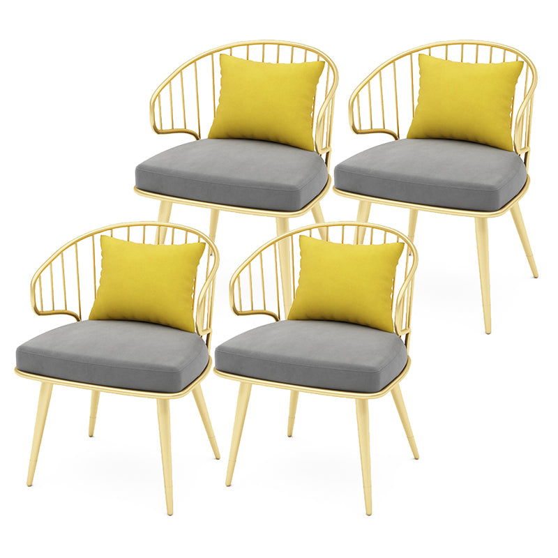 Contemporary Kitchen Dining Armchair Metal Side Dining Chairs in Gold