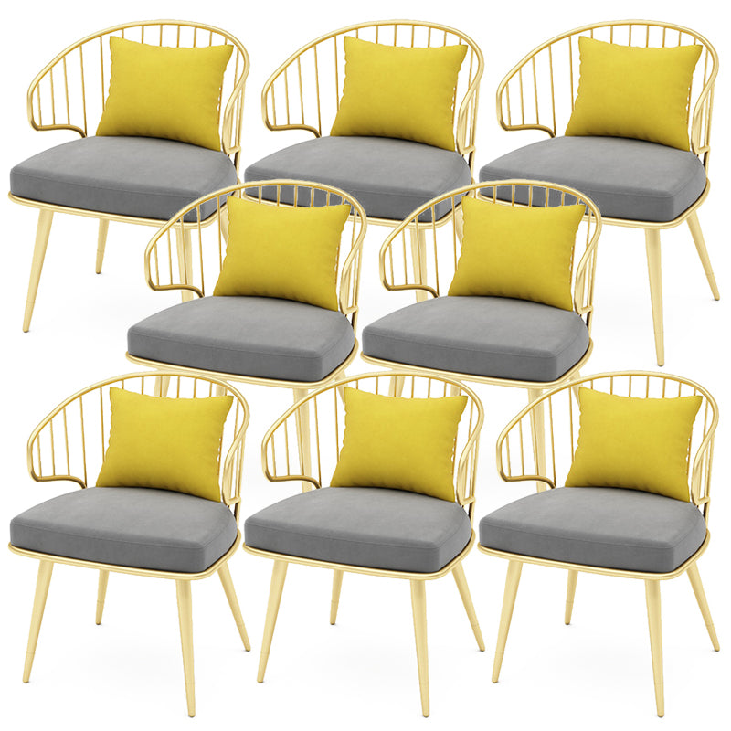 Contemporary Kitchen Dining Armchair Metal Side Dining Chairs in Gold
