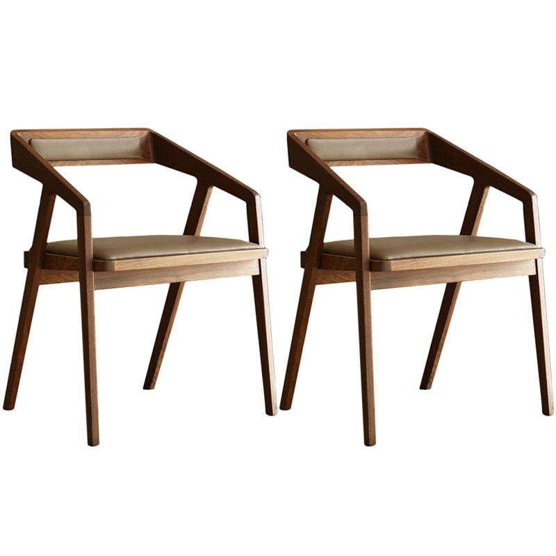 Contemporary Kitchen Dining Armchair Wood Side Dining Chairs in Brown