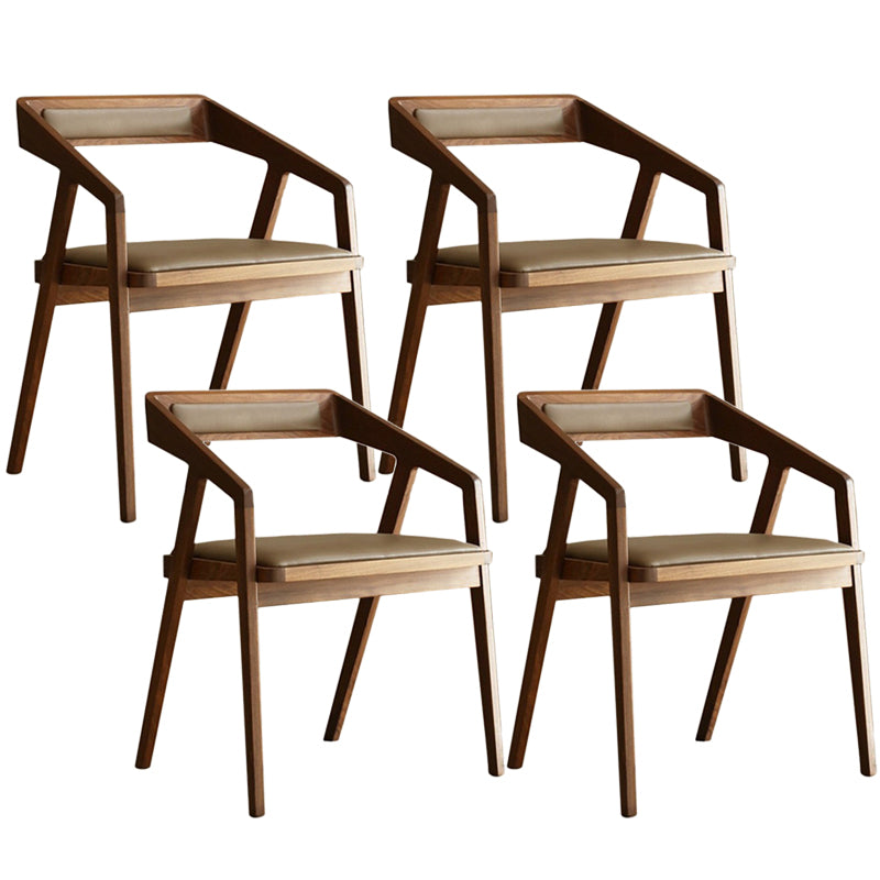 Contemporary Kitchen Dining Armchair Wood Side Dining Chairs in Brown