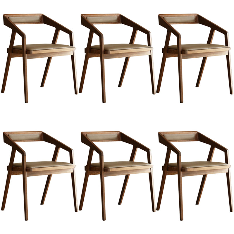 Contemporary Kitchen Dining Armchair Wood Side Dining Chairs in Brown