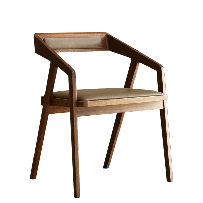 Contemporary Kitchen Dining Armchair Wood Side Dining Chairs in Brown