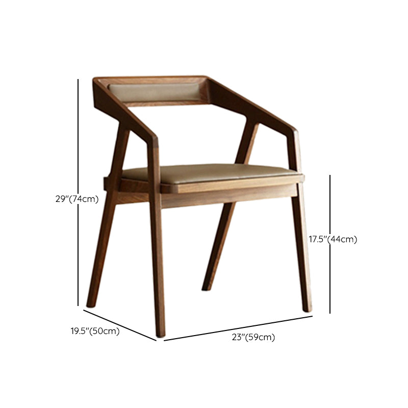 Contemporary Kitchen Dining Armchair Wood Side Dining Chairs in Brown