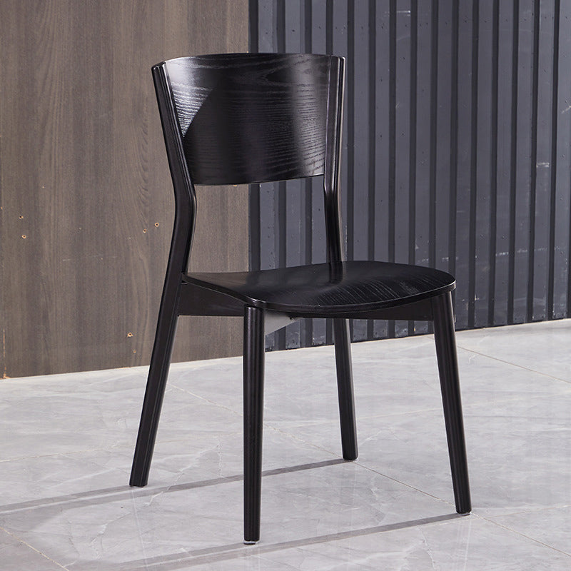 Wood Kitchen Dining Side Chair Open Back Dining Side Chair in Black Frame