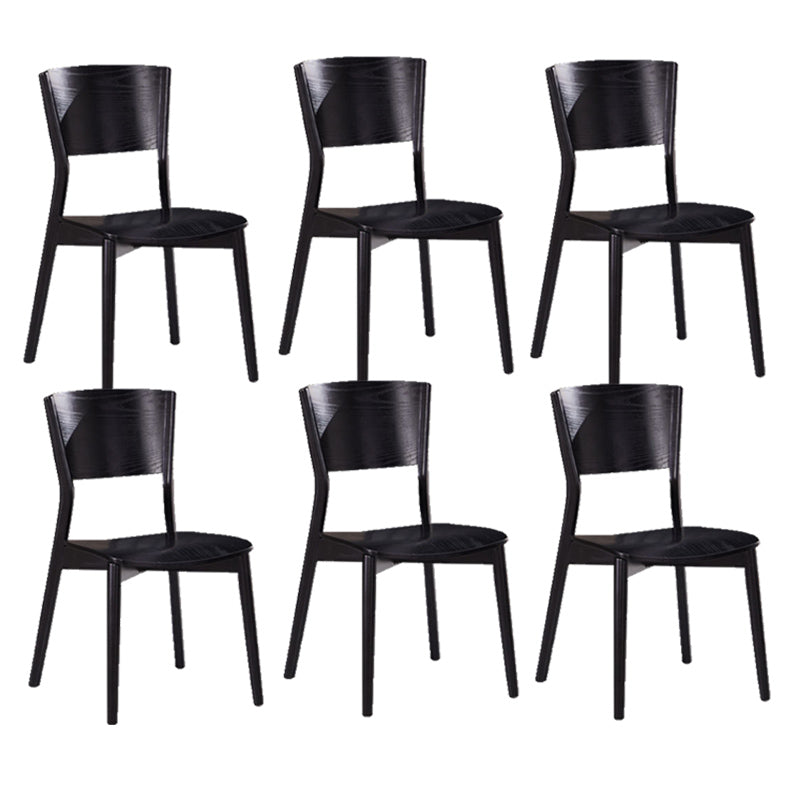 Wood Kitchen Dining Side Chair Open Back Dining Side Chair in Black Frame