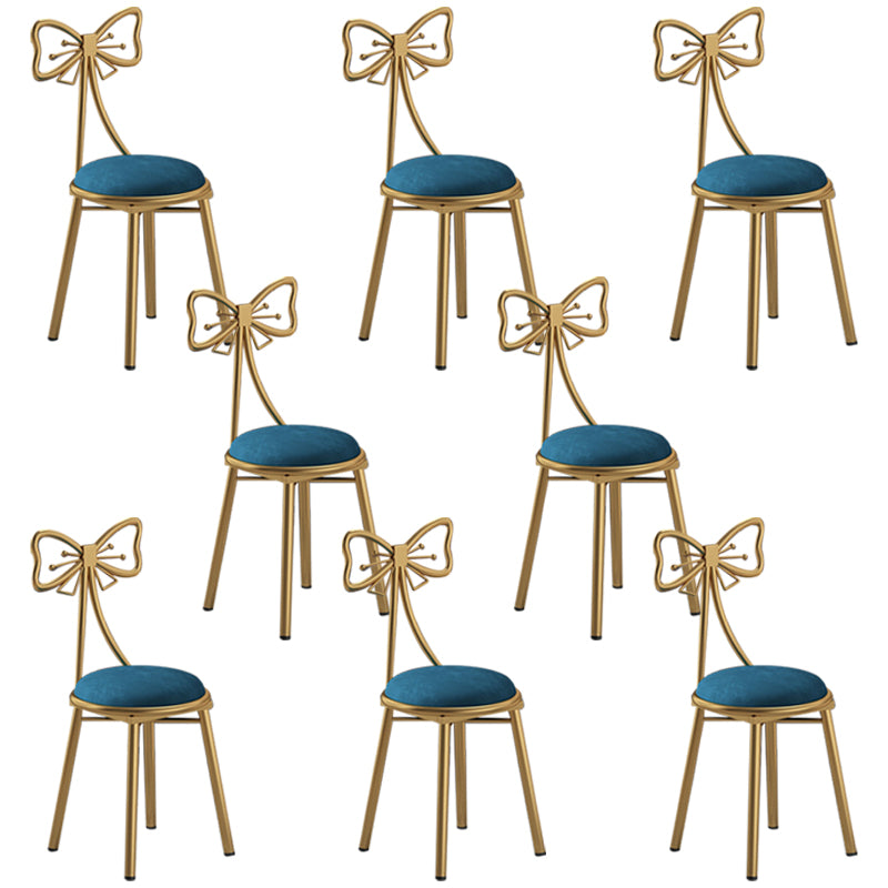 Glam Style Velvet Armless Chair Metal Dining Chair for Restaurant Use