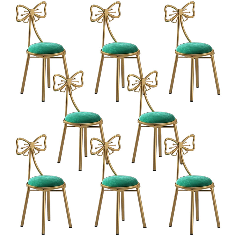 Glam Style Velvet Armless Chair Metal Dining Chair for Restaurant Use