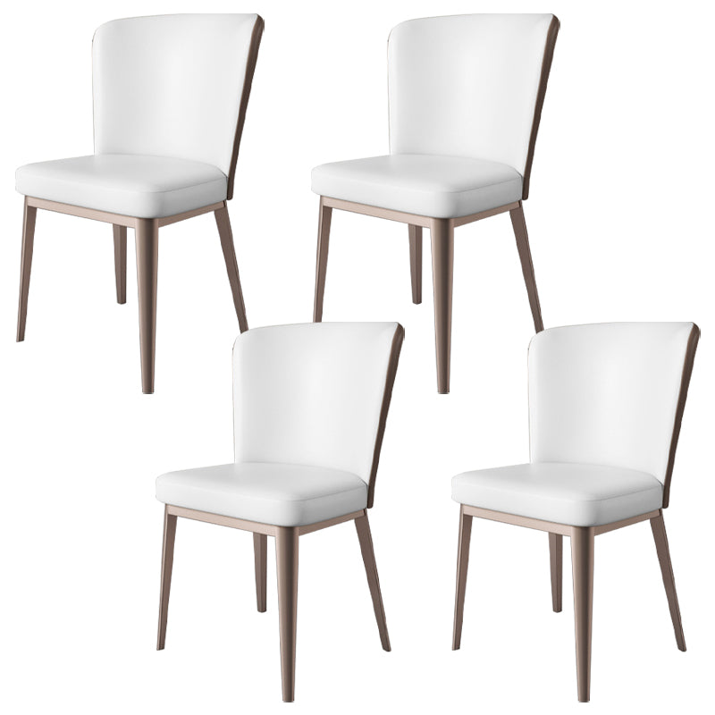 Contemporary Metal Dining Chair Faux Leather Armless Dining Chair for Home Use