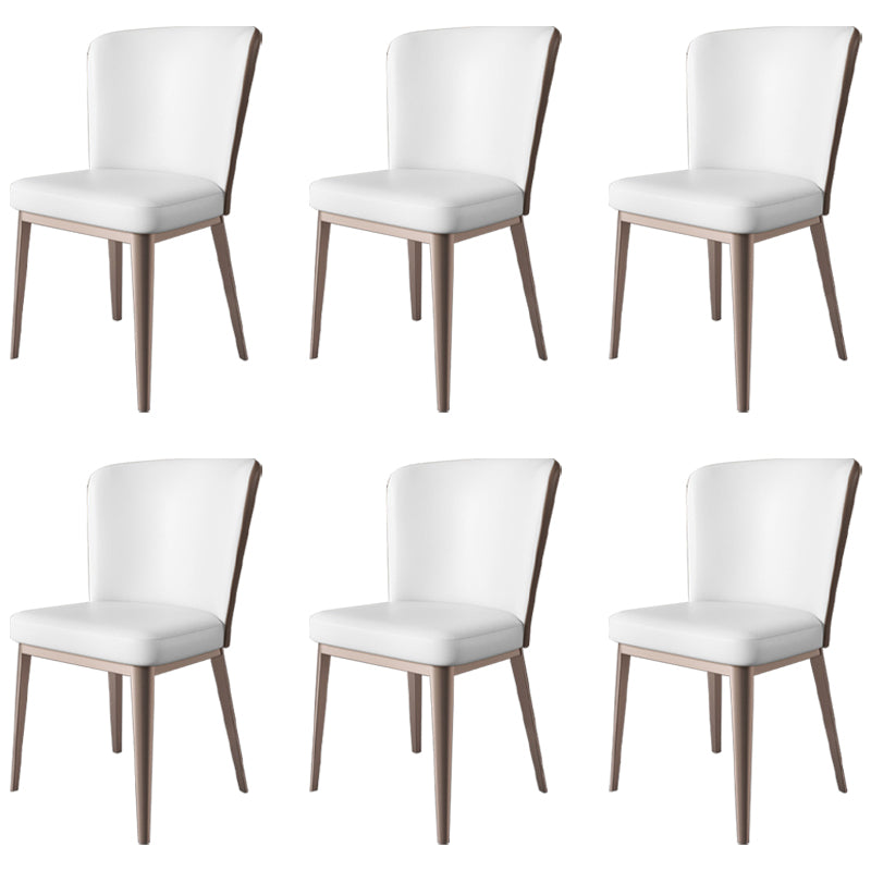 Contemporary Metal Dining Chair Faux Leather Armless Dining Chair for Home Use