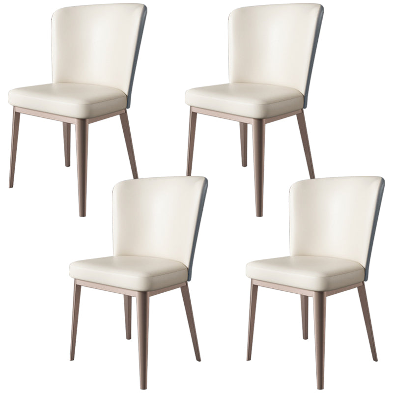 Contemporary Metal Dining Chair Faux Leather Armless Dining Chair for Home Use