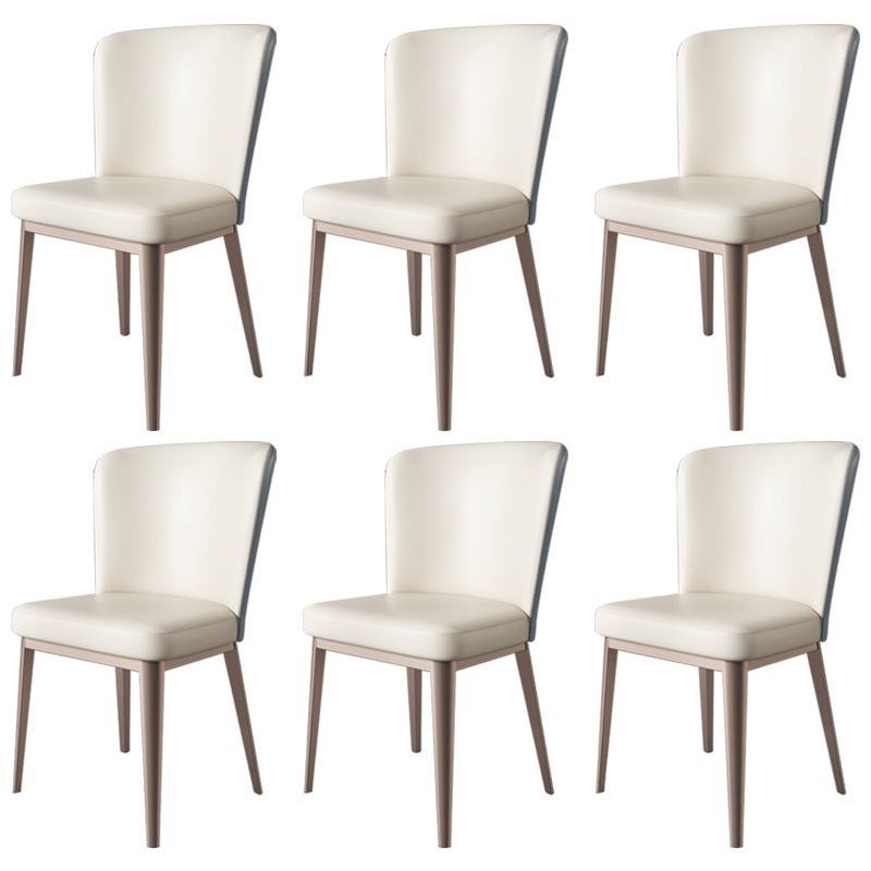 Contemporary Metal Dining Chair Faux Leather Armless Dining Chair for Home Use
