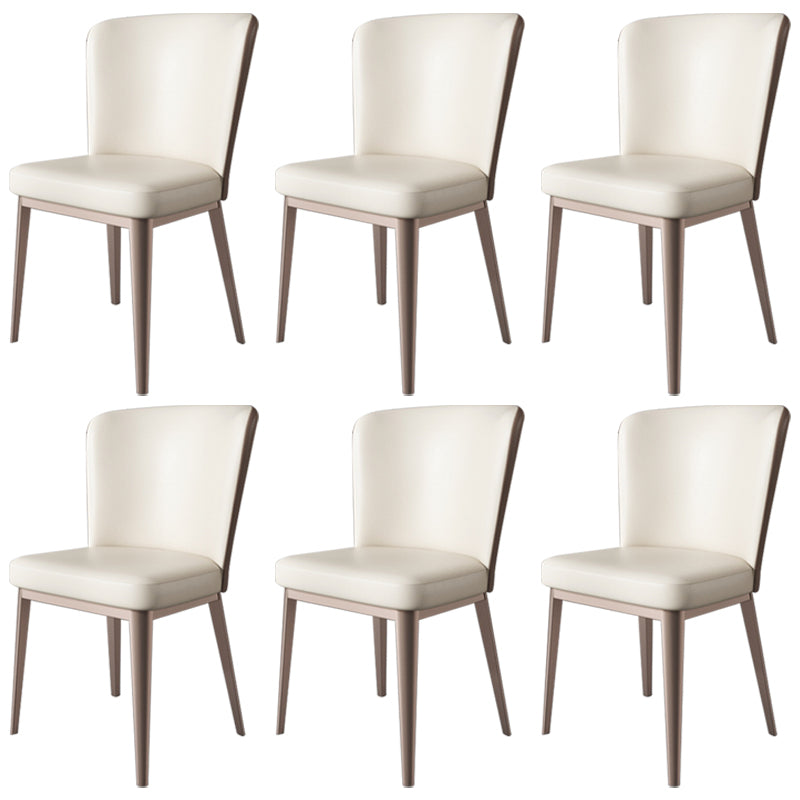 Contemporary Metal Dining Chair Faux Leather Armless Dining Chair for Home Use