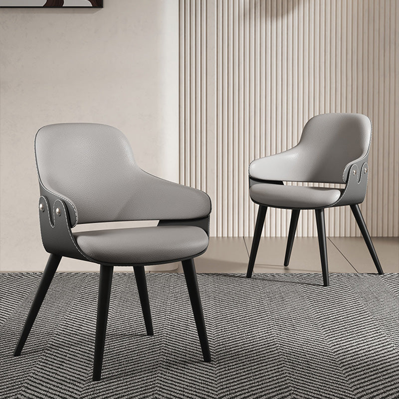 Leather Dining Chairs Metal Leg Arm Dining Room Chairs for Restaurant Use