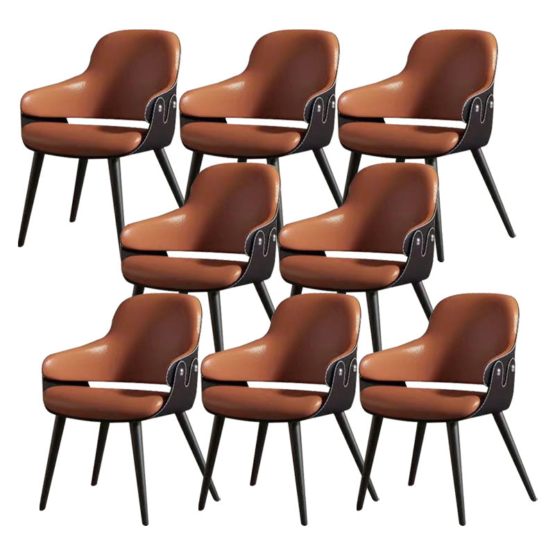 Leather Dining Chairs Metal Leg Arm Dining Room Chairs for Restaurant Use