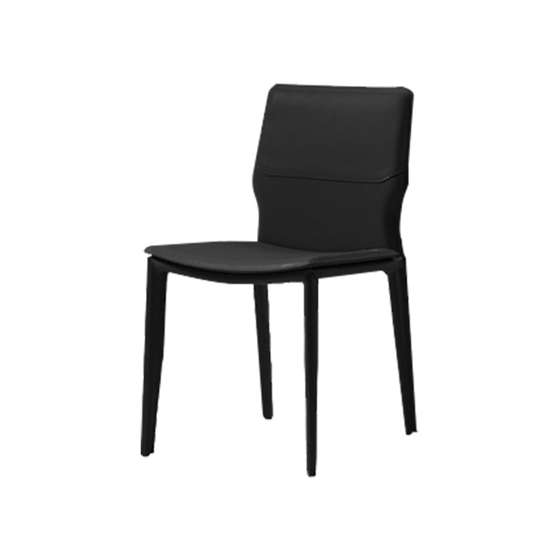 Contemporary Metal Dining Chair Leather Armless Dining Room Chair for Home Use