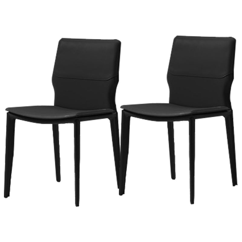Contemporary Metal Dining Chair Leather Armless Dining Room Chair for Home Use
