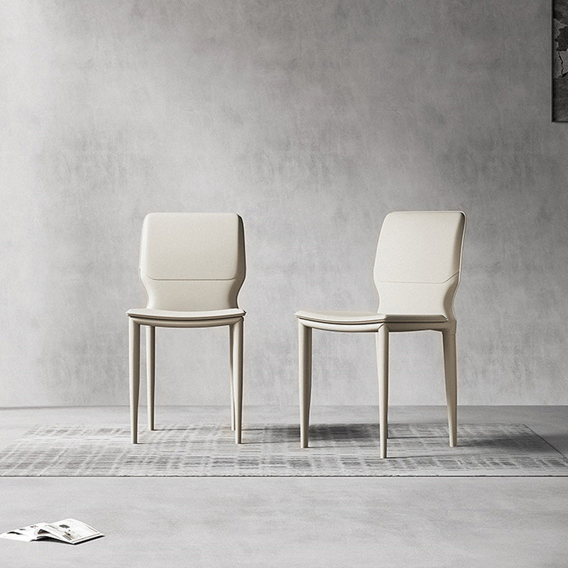 Contemporary Metal Dining Chair Leather Armless Dining Room Chair for Home Use