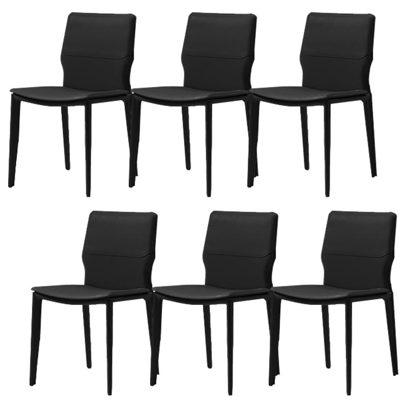 Contemporary Metal Dining Chair Leather Armless Dining Room Chair for Home Use