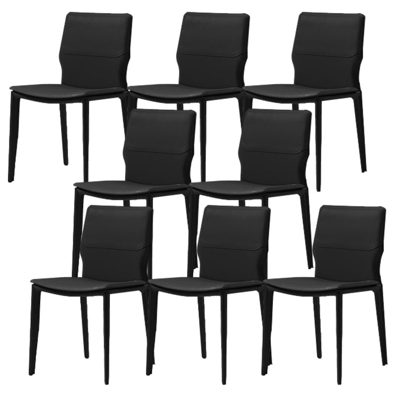 Contemporary Metal Dining Chair Leather Armless Dining Room Chair for Home Use