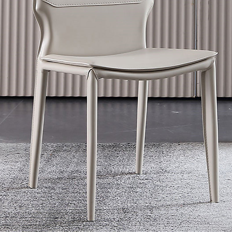 Contemporary Metal Dining Chair Leather Armless Dining Room Chair for Home Use