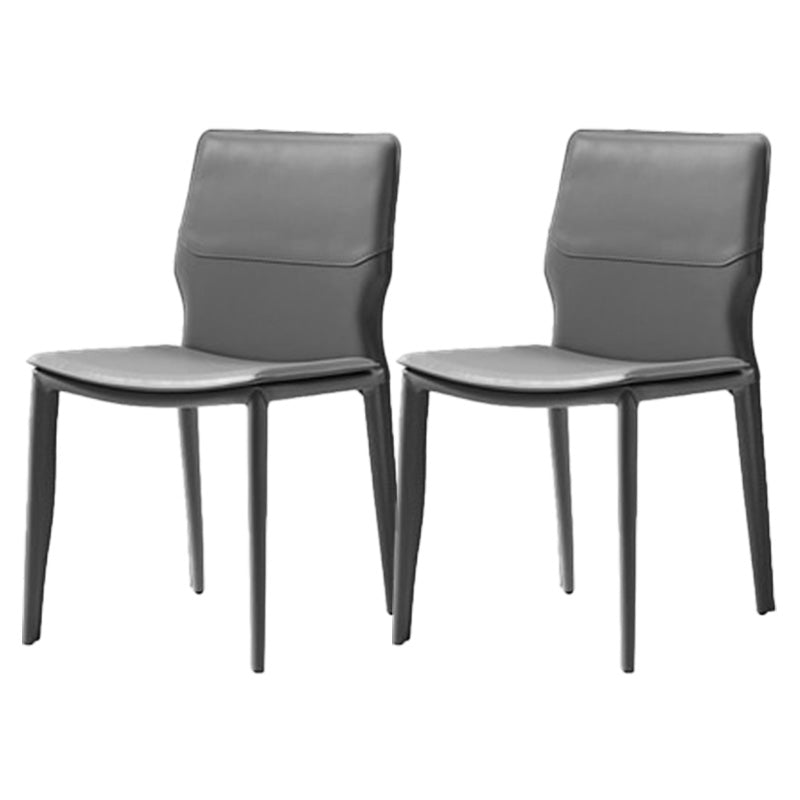 Contemporary Metal Dining Chair Leather Armless Dining Room Chair for Home Use