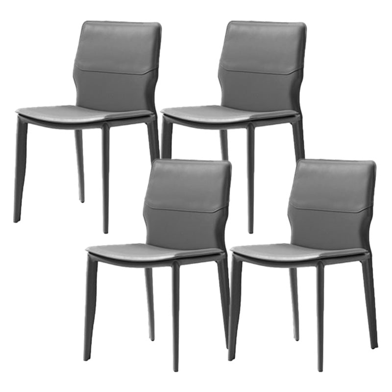 Contemporary Metal Dining Chair Leather Armless Dining Room Chair for Home Use