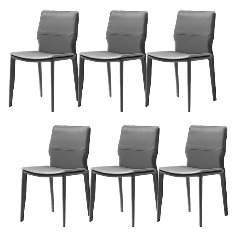 Contemporary Metal Dining Chair Leather Armless Dining Room Chair for Home Use