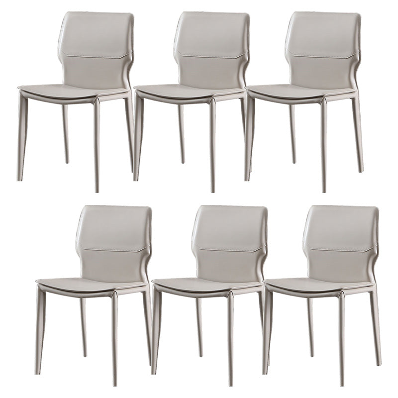 Contemporary Metal Dining Chair Leather Armless Dining Room Chair for Home Use