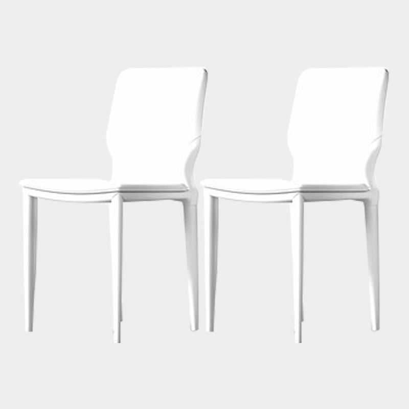Contemporary Metal Dining Chair Leather Armless Dining Room Chair for Home Use