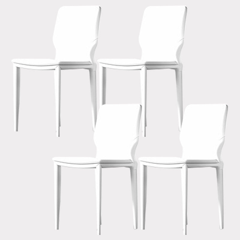 Contemporary Metal Dining Chair Leather Armless Dining Room Chair for Home Use