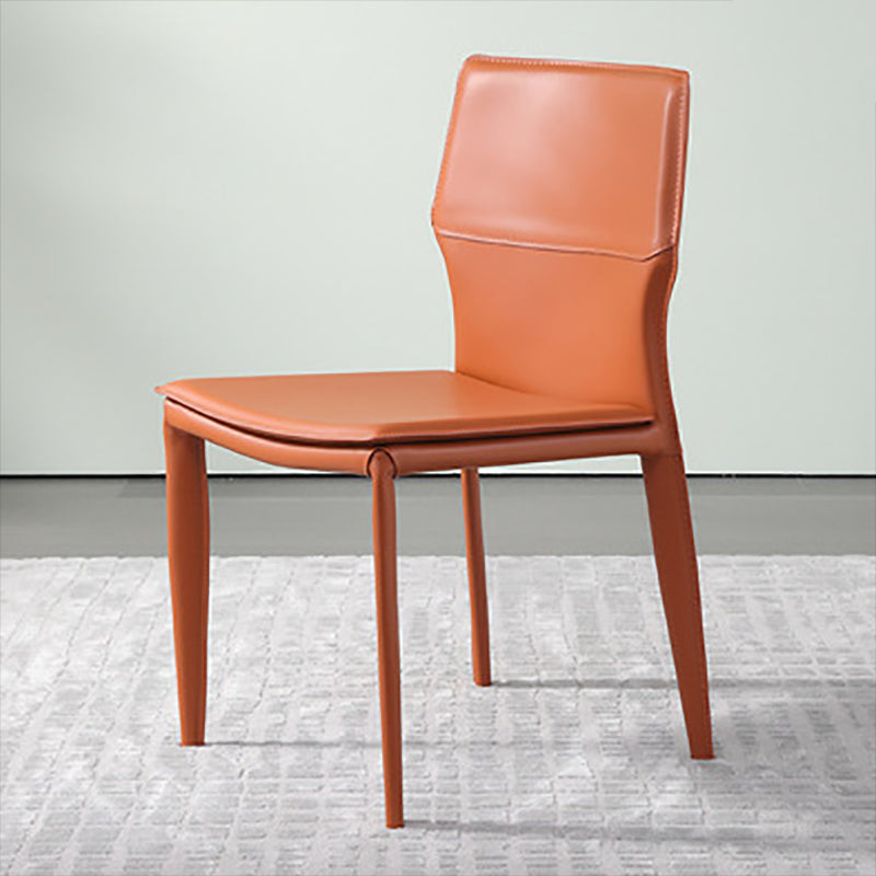 Contemporary Metal Dining Chair Leather Armless Dining Room Chair for Home Use