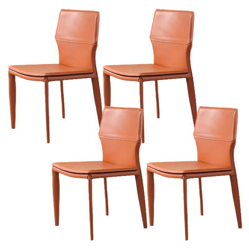 Contemporary Metal Dining Chair Leather Armless Dining Room Chair for Home Use