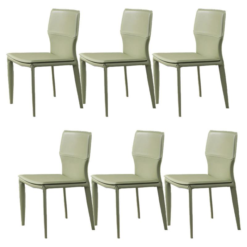 Contemporary Metal Dining Chair Leather Armless Dining Room Chair for Home Use