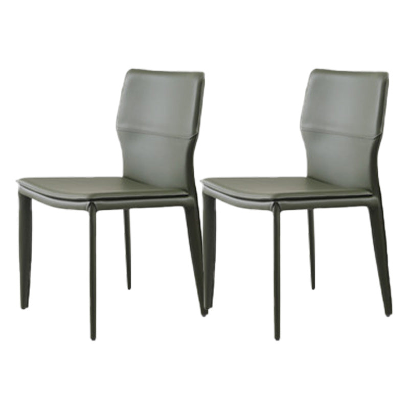 Contemporary Metal Dining Chair Leather Armless Dining Room Chair for Home Use