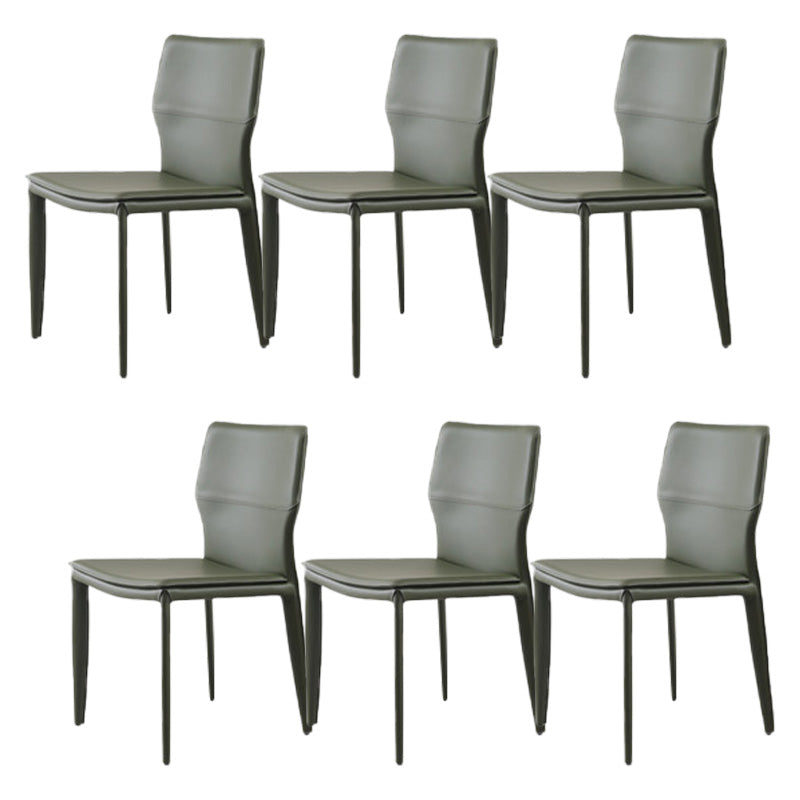 Contemporary Metal Dining Chair Leather Armless Dining Room Chair for Home Use