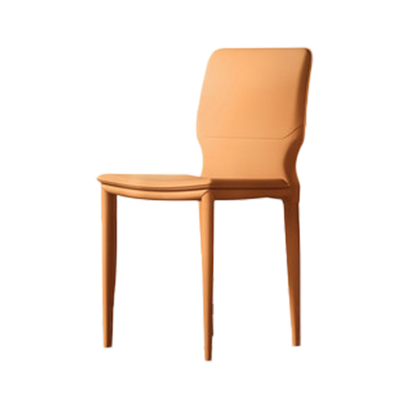 Contemporary Metal Dining Chair Leather Armless Dining Room Chair for Home Use