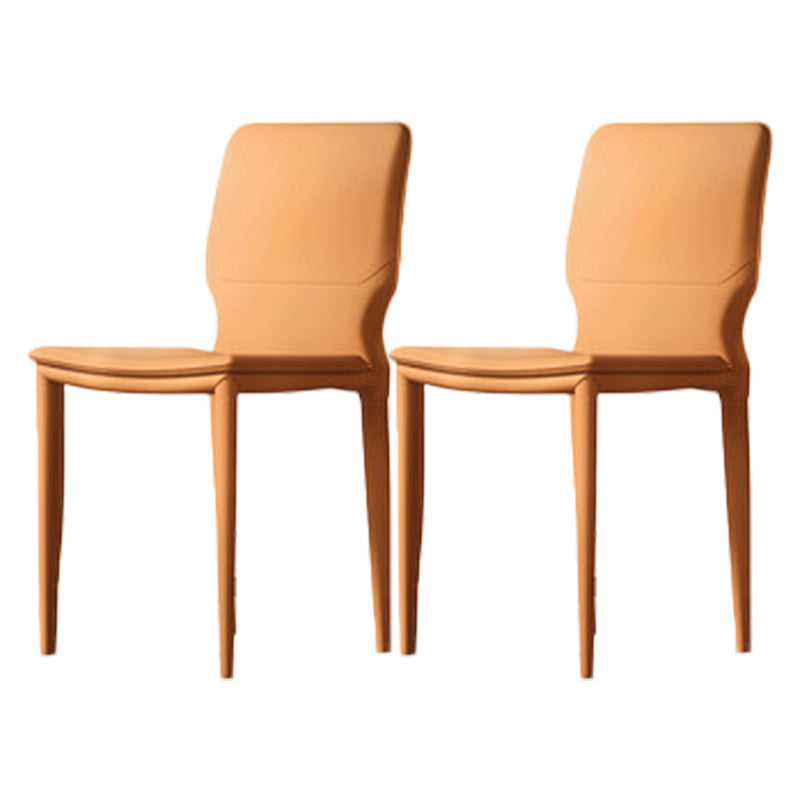 Contemporary Metal Dining Chair Leather Armless Dining Room Chair for Home Use